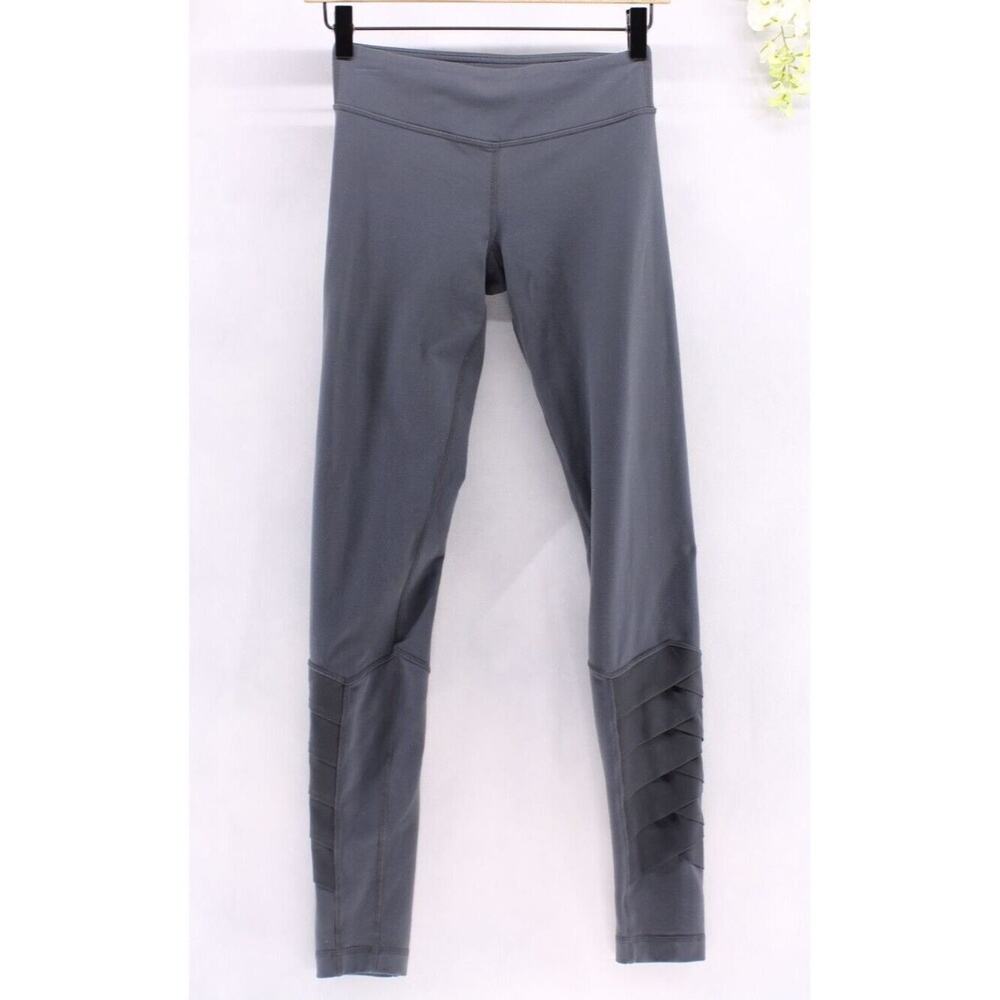 Lululemon Sz 4 Moto Leggings Side Panel Mid Rise Gray Performance